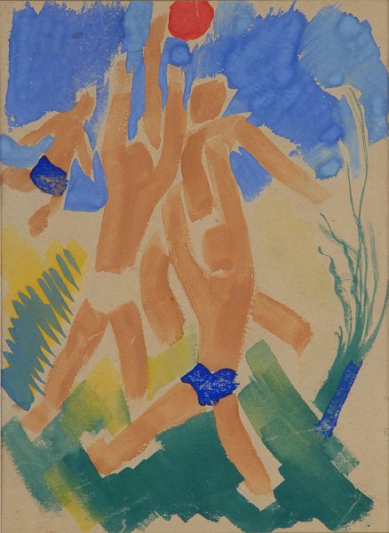 Children playing 1930 gouache on cardboard 23x17